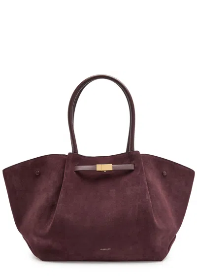 Demellier New York Suede Tote In Burgundy