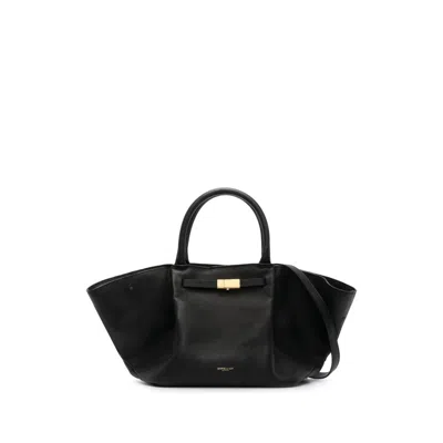 Demellier Oversized Leather Tote Bag In Black