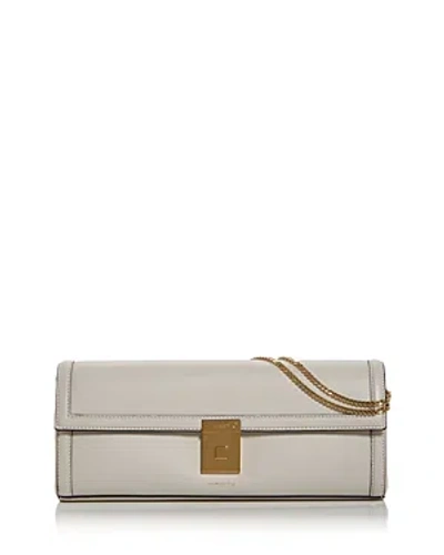 Demellier Paris Leather Clutch Shoulder Bag In White