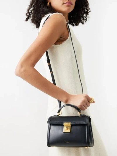 Demellier Paris Smooth Leather Top Handle Bag In Black