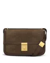 Demellier Paris Leather Shoulder Bag In Mocha Suede/gold