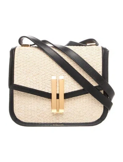 Pre-owned Demellier Raffia Crossbody Bag In Black/neutrals