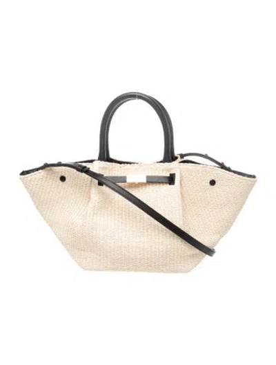 Pre-owned Demellier Raffia The Midi New York Medium In Neutral