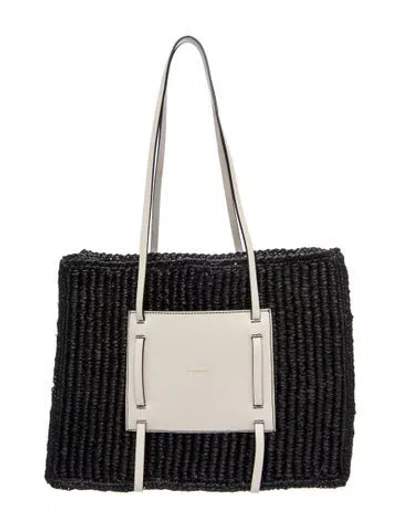 Pre-owned Demellier Raffia Tote In Multi