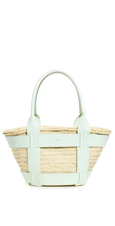 Demellier Santorini Bag Natural Raffia / Mint Smooth