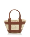 Demellier Santorini Caged Raffia Tote Bag In Tan Natural