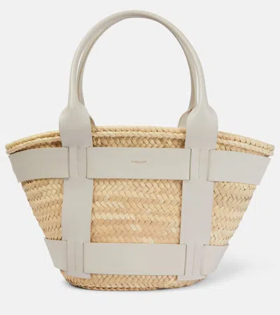Demellier Santorini Leather-trimmed Straw Tote Bag In Neutrals