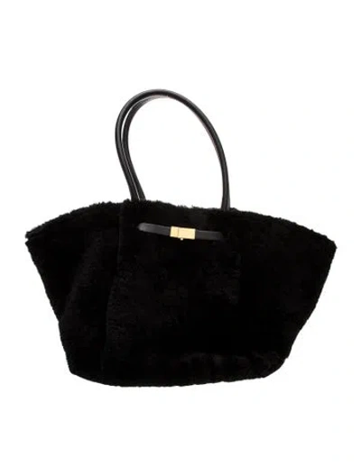 Pre-owned Demellier Shearling Shoulder Bag In Black