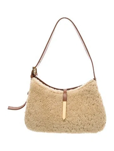 Pre-owned Demellier Shearling Shoulder Bag In Neutral