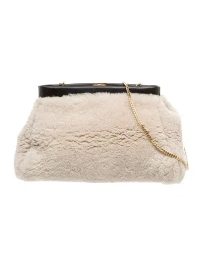 Pre-owned Demellier Shearling Shoulder Bag In Neutral