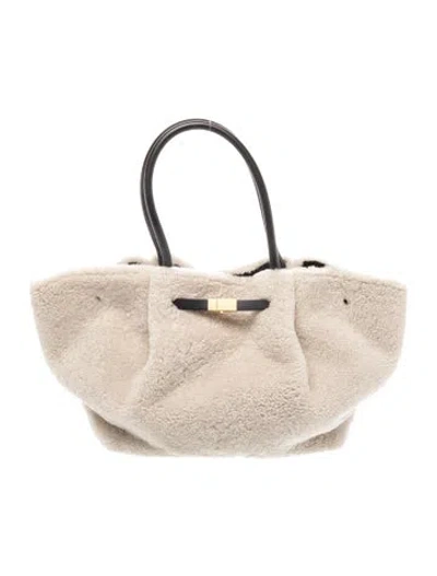Pre-owned Demellier Shearling Shoulder Bag In Neutral