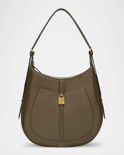Demellier Siena Crescent Leather Hobo Bag