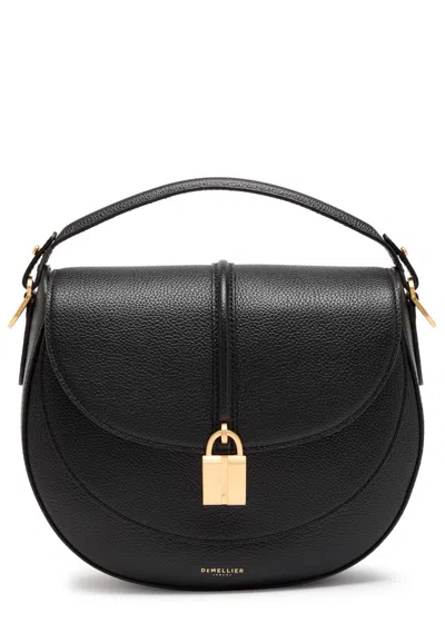 Demellier Siena Grained Leather Saddle Bag In Black