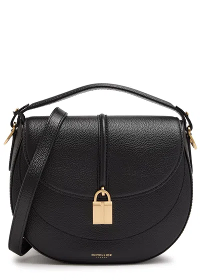 Demellier Siena Grained Leather Saddle Bag In Black