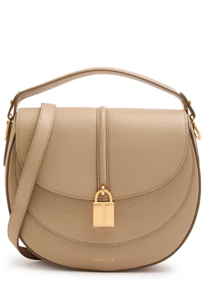 Demellier Siena Grained Leather Saddle Bag In Taupe