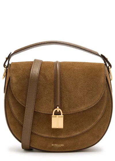 Demellier Siena Leather And Suede Saddle Bag In Tan