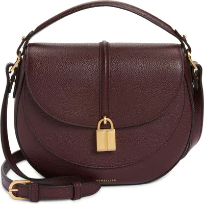 Demellier Siena Leather Saddle Crossbody Bag In Burgundy