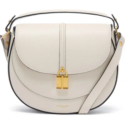 Demellier Siena Leather Saddle Crossbody Bag In White