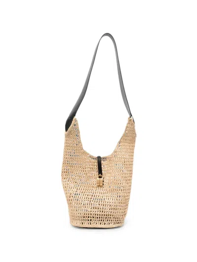 Demellier Siena Raffia Shoulder Bag In Neutral