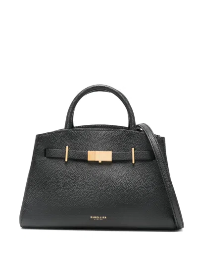 Demellier Small Hudson Grain Leather Tote Bag In Black