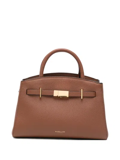 Demellier Small Hudson Grained-leather Tote Bag In Brown
