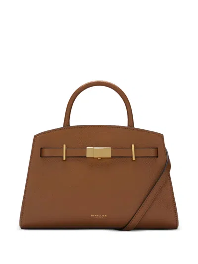 Demellier Small Hudson Hammered-leather Tote Bag In Brown
