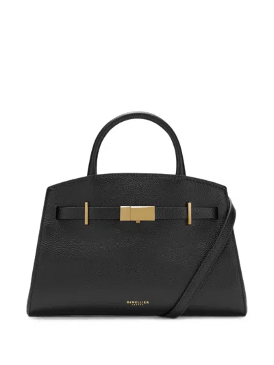 Demellier The Small Hudson Grained Leather Top Handle Bag In Black
