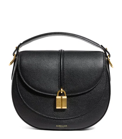 Demellier Small Leather Siena Saddle Bag In Black