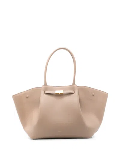 Demellier Small New York Leather Tote Bag In Neutral