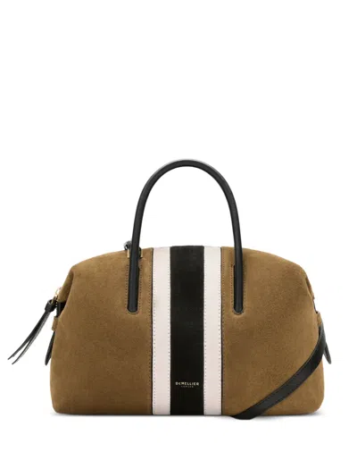 Demellier Small Stockholm Intarsia-suede Tote Bag In Brown