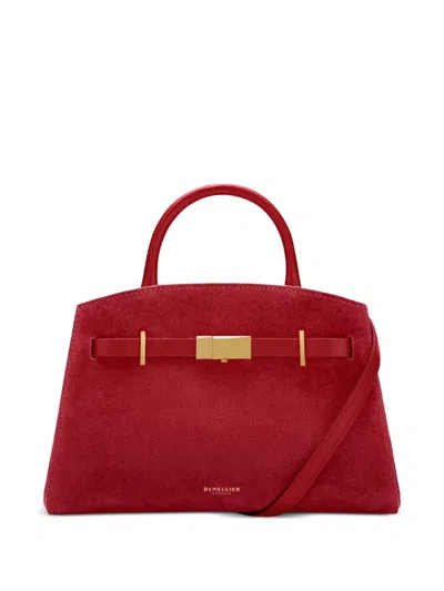 Demellier Small The Hudson Suede Tote Bag In Red