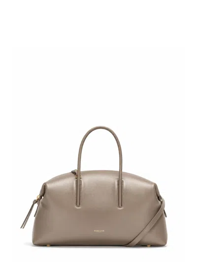 Demellier Stockholm Midi Mini Structured Leather Handbag With Adjustable Strap In Grey