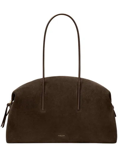 Demellier Stockholm Mini Handbag In Suede With Zip Closure And Interior Pockets In Brown