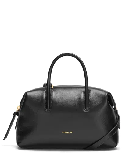 Demellier Stockholm Mini Structured Leather Handbag With Top Handles & Adjustable Strap In Black