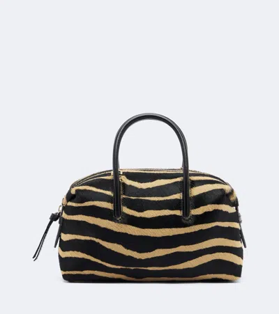Demellier Stockholm Small Calf Hair Top-handle Bag In Brown