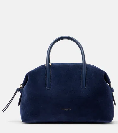 Demellier Stockholm Small Suede Top-handle Bag In Blue