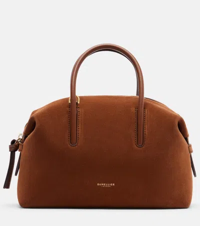 Demellier Stockholm Small Suede Top-handle Bag In Brown
