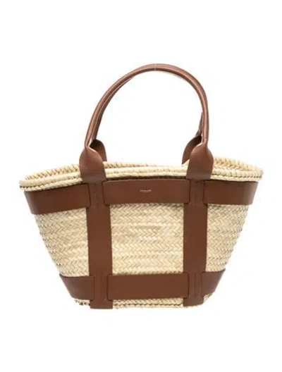 Pre-owned Demellier Straw London Santorini Tote Large In Neutral