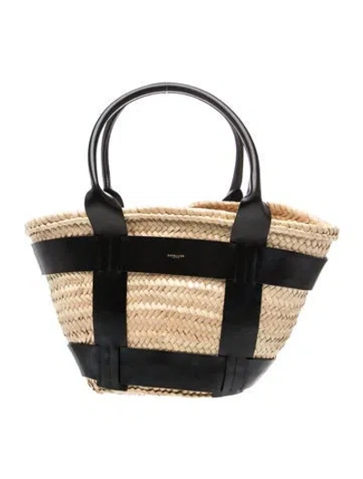 Pre-owned Demellier Straw Santorini Medium In Black/neutrals