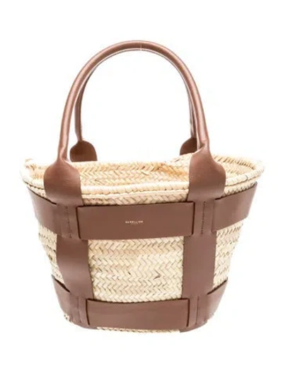Pre-owned Demellier Straw Santorini Medium In Neutrals