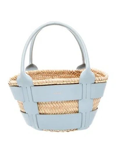 Pre-owned Demellier Straw Top Handle Bag In Blue
