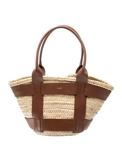 Pre-owned Demellier Straw Top Handle Bag In Neutral