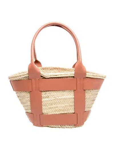 Pre-owned Demellier Straw Top Handle Bag In Neutral