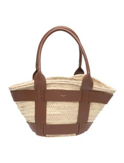 Pre-owned Demellier Straw Tote In Neutrals