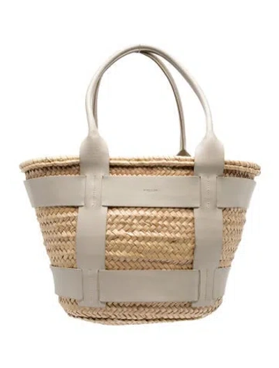 Pre-owned Demellier Straw Tote In Neutrals