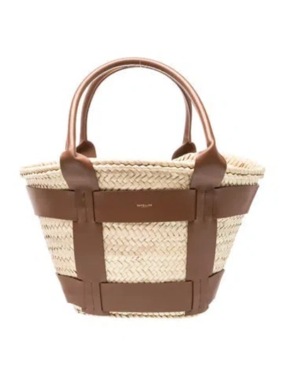 Pre-owned Demellier Straw Tote In Neutrals
