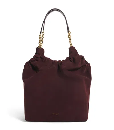 Demellier Suede Miami Shoulder Bag In Burgundy