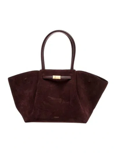 Pre-owned Demellier Suede New York Large In Burgundy