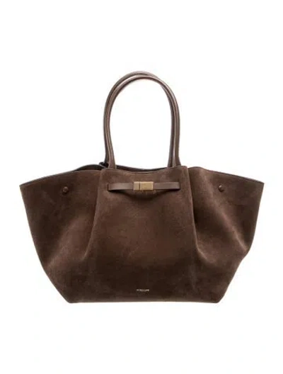 Pre-owned Demellier Suede New York Tote Large In Brown