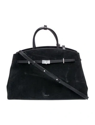 Pre-owned Demellier Suede Shoulder Bag In Black